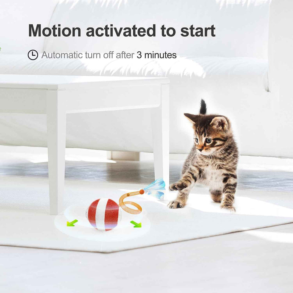 Interactive Cat Toy Orange 3rd Gen Agile Moving Ball with Elastic Tail for Indoor Cats