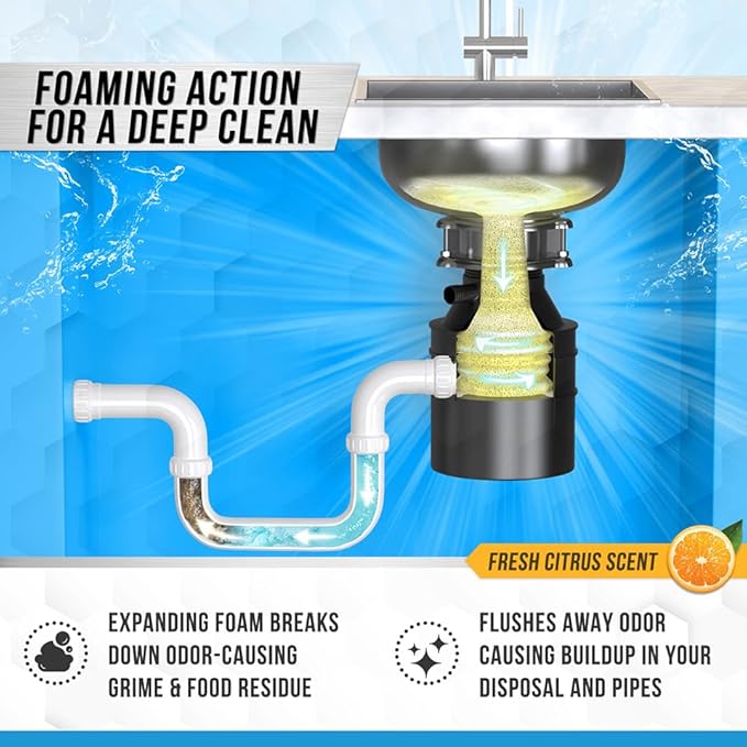 Garbage Disposal Cleaner Deodorizer Tablets, Foaming Citrus Fresh, 24-Pack