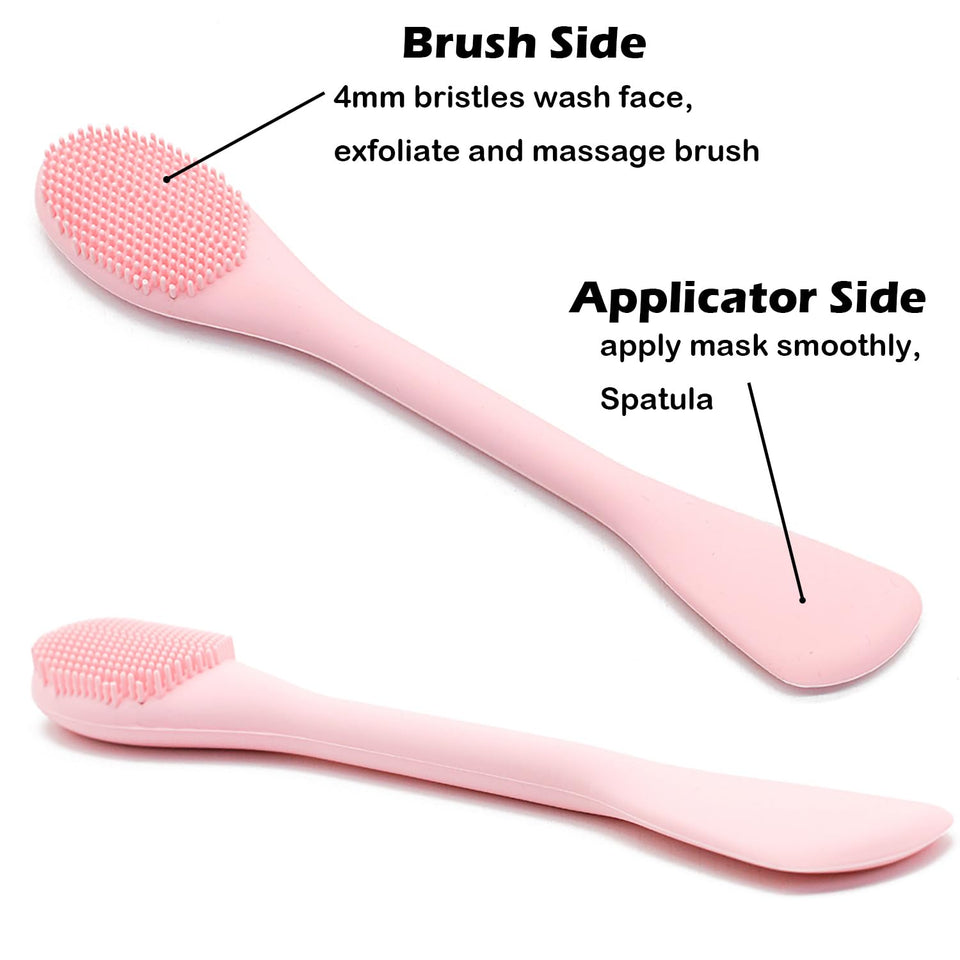 Facial Cleansing Brush, 2 in 1 Silicone Face Mask Brush & Face Scrubber, For Exfoliating, Massaging, Remove Blackheads, Makeup Skincare Removal, Applicator for Mud, Clay, Body Lotion, DIY Mask