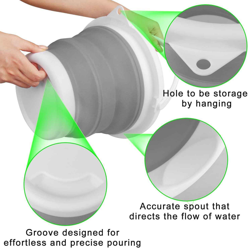 Collapsible Mop Bucket and Ice Bucket - 5L Household Cleaning Silicone Dust Mop Bucket with No Wringer