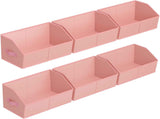 Closet Organizers Bins 6 Packs - Large Closet Shelf Organizer with Handles, Fabric Trapezoid Storage Bins, Collapsible Storage Cubes for Clothes, Towels, Light Gray