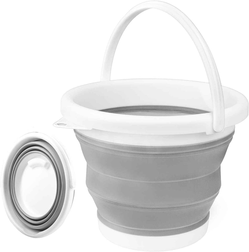 Collapsible Mop Bucket and Ice Bucket-5L(1.3 Gallon) Household Cleaning Silicone Dust Mops Bucket with no Wringer Set,Portable Bathroom Cleaning Supplies Bucket for Cleaning Caddy Spin Mops for Floor