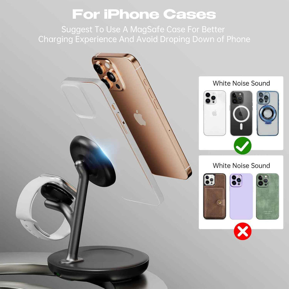 Magnetic Charger for iPhone 17 16 15-12 Series, Mag-Safe Phone Charger for iPhone and AirPods Charging Stand