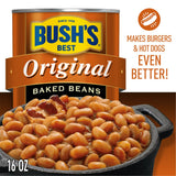 Bush's Best 16 oz canned original baked beans, plant-based protein, fiber, low fat, gluten free, 12 pack