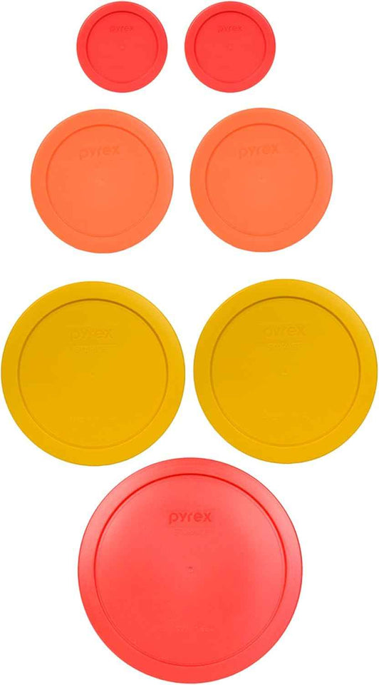 Pyrex food storage lids set (6) assorted colors, Made in USA