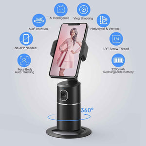 camrola auto face tracking phone holder, no app required, black