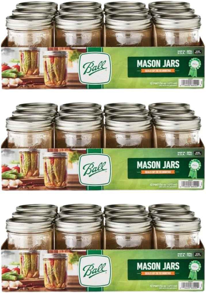 Ball Wide Mouth Glass Mason Jars with Lids and Bands, Used for Canning, Pickling, Juice, Jam, Jelly, Quart Size 32 Ounce (Pack of 2)