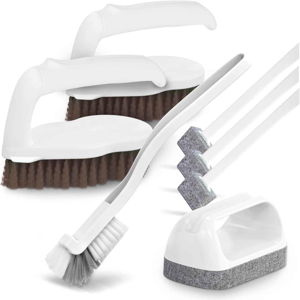 Holikme 7 Pack Deep Cleaning Brush Set, Scrub Pads with Scraper Tip for Pool Walls, Bathroom, Grout, Floor, Tub, Shower and Kitchen Surface (Green)