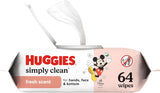 huggies simply clean fresh scent baby wipes, 3 flip-top packs of 64 (192 wipes total) - 3 x 64 count