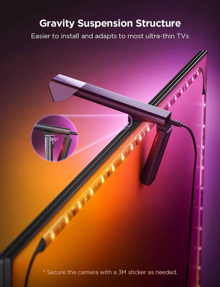 govee tv backlight 3 lite 55-65 inch rgbicw wi-fi led strip lights with camera voice and app control