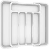 Lifewit Silverware Drawer Organizer, Expandable Utensil Tray for Kitchen, BPA Free Flatware and Cutlery Holder, Adjustable Plastic Storage for Spoons Forks Knives, 8.5-14 x 12", Black