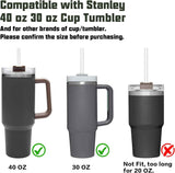 6-Pack Reusable Replacement Straws for Stanley 40 oz & 30 oz Tumblers with Cleaning Brush