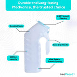 MedVance 1000ml spill-proof portable urinals for men, 2 pack with glow in dark and leak-proof lid