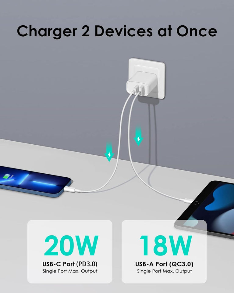 4-pack usb-c pd 20w & qc 3.0 fast charger adapter for multiple devices