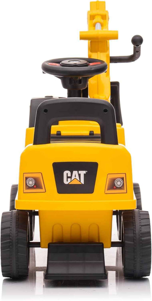 CAT licensed excavator push car for toddlers with rotating bucket and storage
