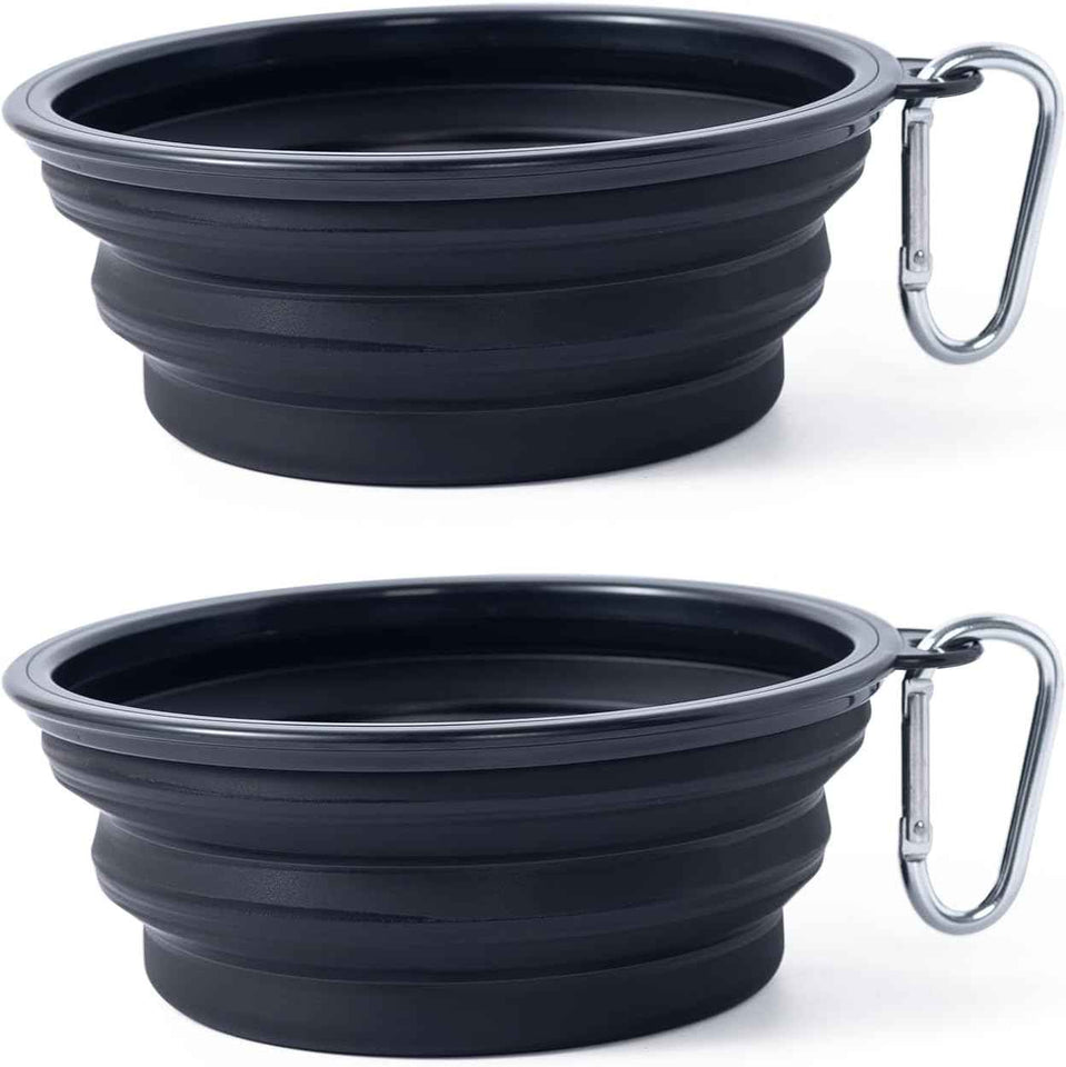 Dog Bowl Pet Collapsible Bowls, 2 Pack for Cats Dogs, Portable Pet Feeding Watering Dish for Walking Parking Traveling with 2 Carabiners (Small, Blue+Green)