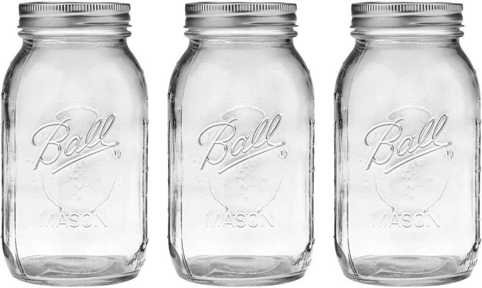 Ball Wide Mouth Glass Mason Jars with Lids and Bands, Used for Canning, Pickling, Juice, Jam, Jelly, Quart Size 32 Ounce (Pack of 2)