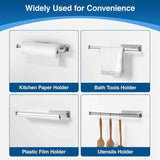 Paper Towel Holder - Self-Adhesive or Drilling, Brushed Nickel, Wall Mounted, SUS304 Stainless Steel Kitchen Roll Dispenser Under Cabinet