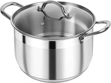 Kirecoo Stainless Steel Stock Pot - 8 Quart Heavy Duty Induction Cooking Pot with Visible Lid for Pasta, Soup, Spaghetti, Nonstick Thick Bottom Big Stockpot, Deep Cookware for Canning, Boiling, Simmer