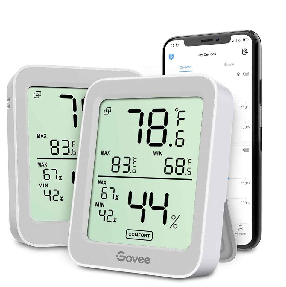 Govee Digital Hygrometer Indoor Thermometer Room H5075, Bluetooth Temperature Humidity Meter with 164ft Remote App Control, Notification Alerts, 2 Years Data Storage Export for Bedroom, Wine Cellar