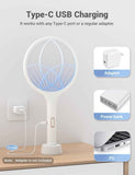 YISSVIC Electric Fly Swatter 4000V Bug Zapper Racket Dual Modes Mosquito Killer with Purple Mosquito Light Rechargeable for Indoor Home Office Backyard Patio Camping