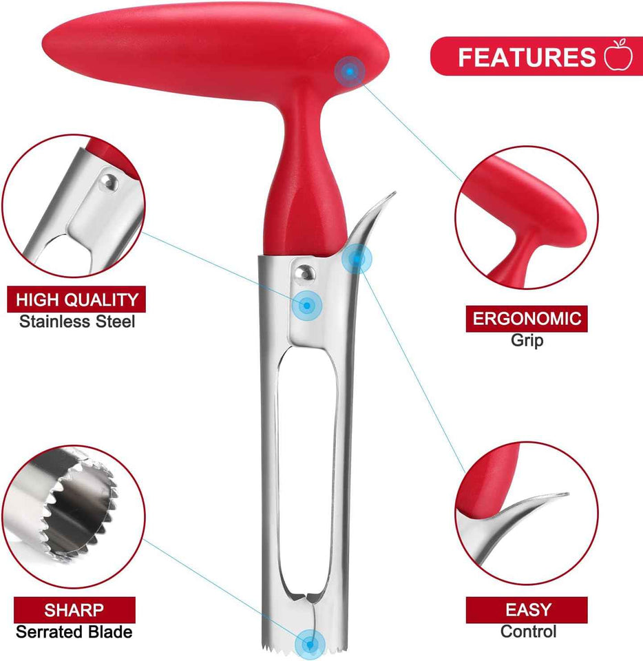 SCHVUBENR premium apple corer tool with sharp stainless steel blades for easy apple and pear coring