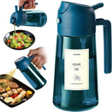 TrendPlain 16oz blue glass olive oil sprayer for cooking, air fryer, salad, and BBQ - 2 in 1 dispenser