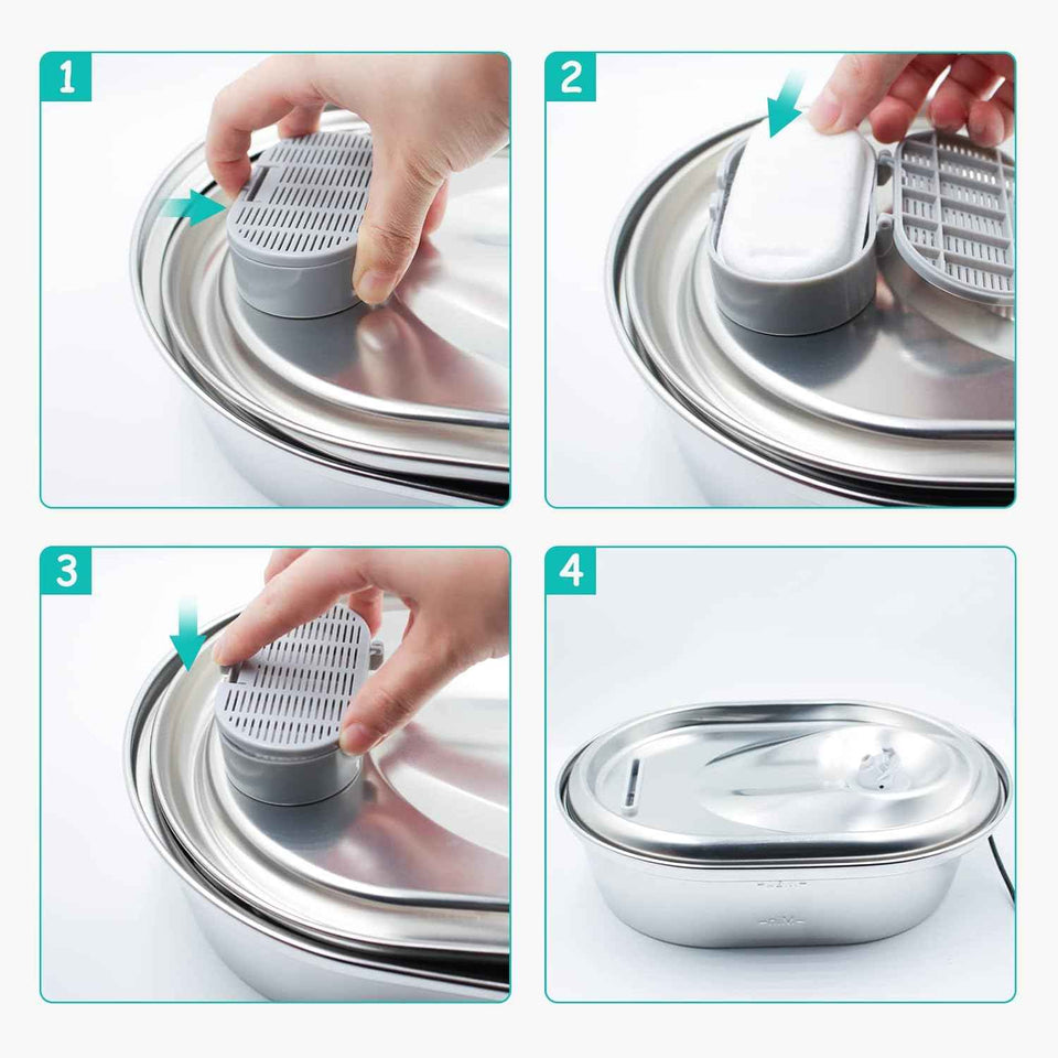cat water fountain filters for stainless steel 67oz 2l adjustable water flow pet fountain 8 pack pet replacement filters with 8 sponges
