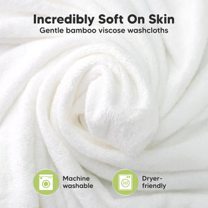 6-Pack Baby Washcloths – Soft Absorbent Viscose from Bamboo Washcloths for Face, Body, Baby Towels for Newborn, Kids, Toddlers, Infant, Gentle on Sensitive Skin, 10x10 Reusable Face Towels (White)