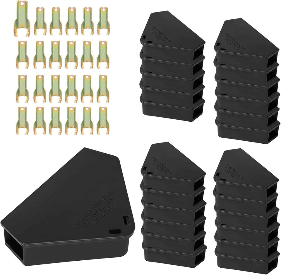 Anblak Mouse Station with Keys Black 6 Pack, Key Required Mouse Stations, Mice Stations, Keeps Children and Pets Safe Indoor & Outdoor