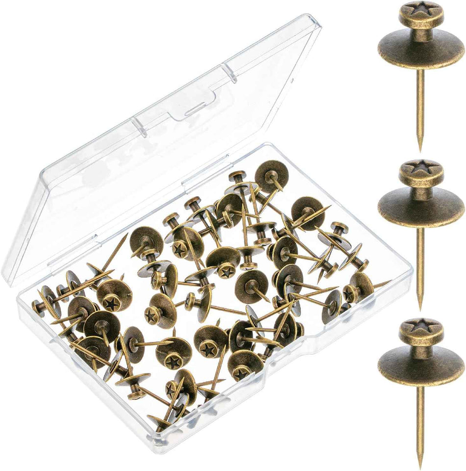 Mr. Pen- Double Headed Picture Hanging Nails, 50 Pack, Black, Push Pins for Wall