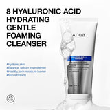 ANUA Hydrating Gentle Foaming Cleanser, Daily Face Wash for Double Cleansing, Hyaluronic Acid, Zinc, Panthenol, for Dry & Sensitive Skin, Sebum Balance Facial Cleanser, Korean Skincare, 5.07 fl. oz