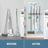Holikme Metal Mop Broom Holder with 4 Hooks for Home and Kitchen Organization Storage