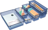 16 PCS Drawer Organizer Set, 5 Varied Size Bathroom and kitchen Drawer cabinet organizer Trays, Clear Storage Bins for Makeup, Jewelry, Utensils and Gadgets