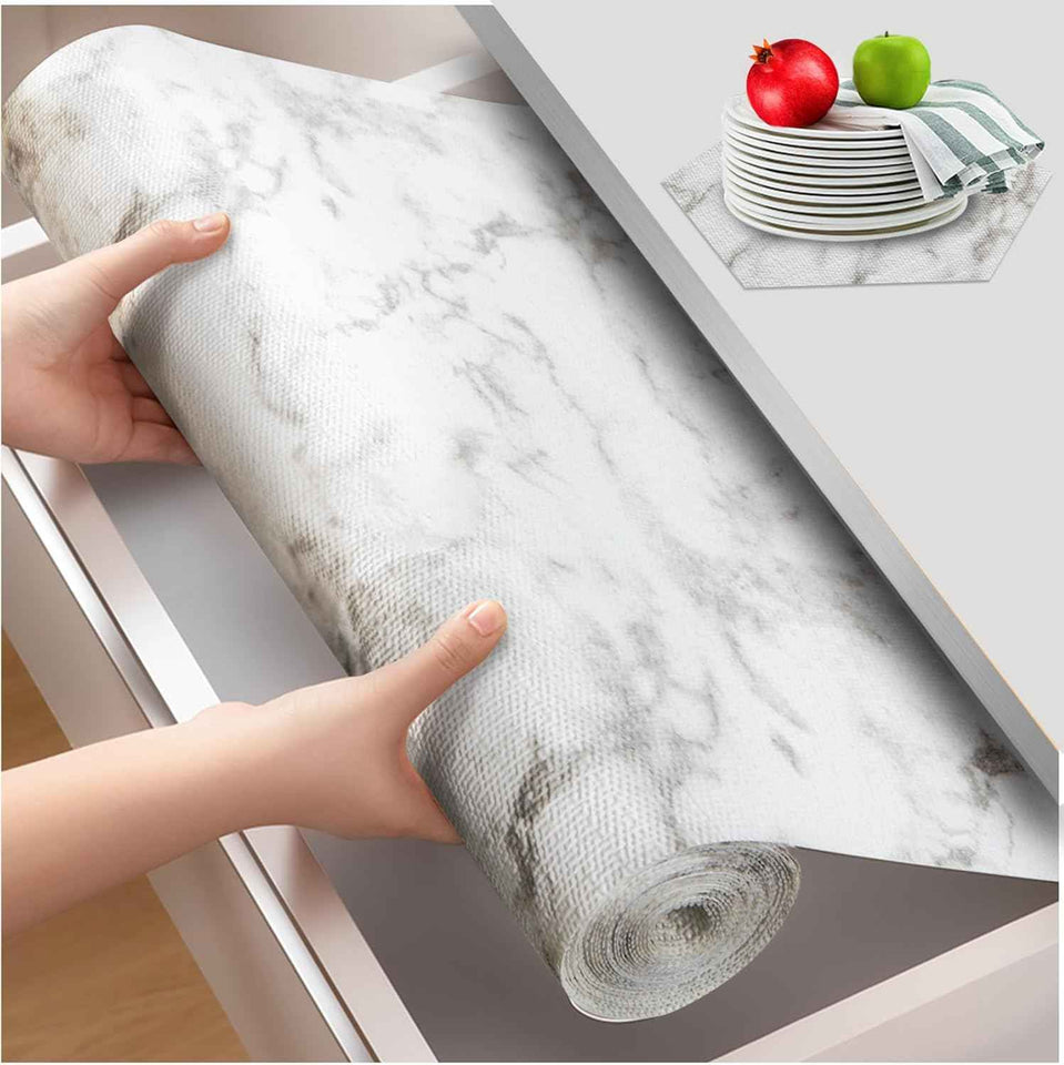 Beautysaid Shelf and Drawer Liner for Kitchen Cabinet, Non Adhesive Non Slip Shelf Paper Waterproof Washable Thickened for Dresser Pantry Shelve Bathroom Protector Liner(White,12 in x 10 FT)