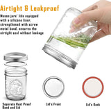 6 Pack 16 oz Wide Mouth Mason Jars with Airtight Lids and Bands for Fermenting, Pickling, Freezing, and Preserving