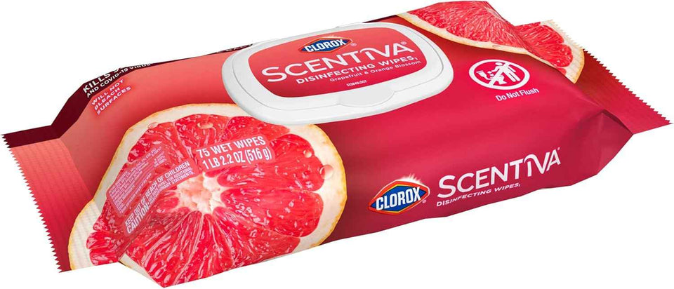 Clorox Scentiva Disinfecting Wipes, Grapefruit and Orange Blossom, 75 Ct., Pack of 3 (Pack May vary)