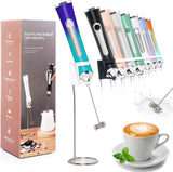 Rechargeable Milk Frother Handheld For Coffee,3 Speeds Frother Wand With Stand, Batidora De Mano Electrica,Coffee Frother With 2 Heads,Drink Mixer Electric Handheld,Kitchen Essentials(Black)