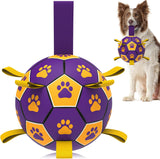 Qdan dog toys 6 inch world cup dog soccer ball with straps for small medium pet outdoor play