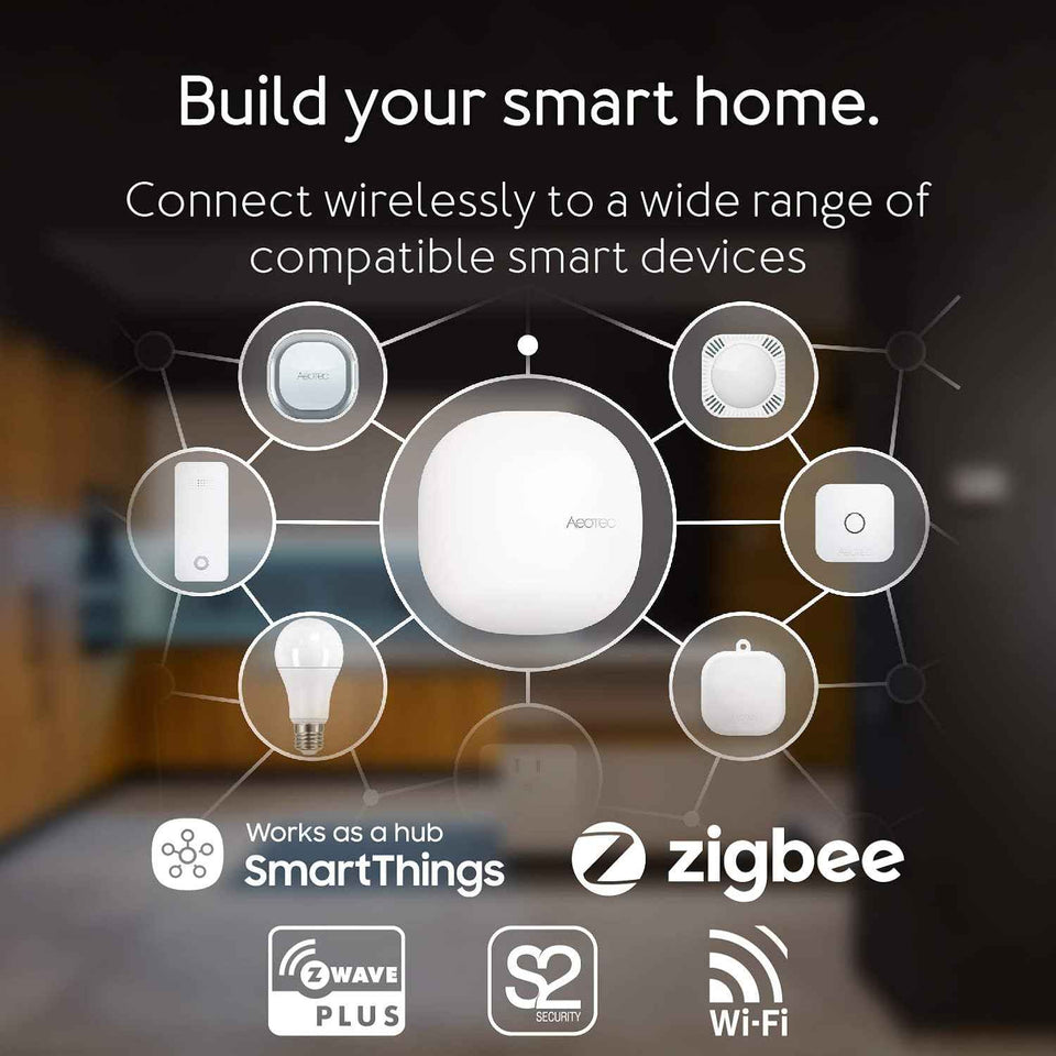 Aeotec Smart Home Hub, Works as a SmartThings Hub, Z-Wave, Zigbee, Matter Gateway, Compatible with Alexa, Google Assistant, WiFi