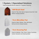 Tile Tub Scrubber Brush - 56 inch Extendable Handle, 3 Cleaning Heads, No-Scratch for Bathroom and Kitchen