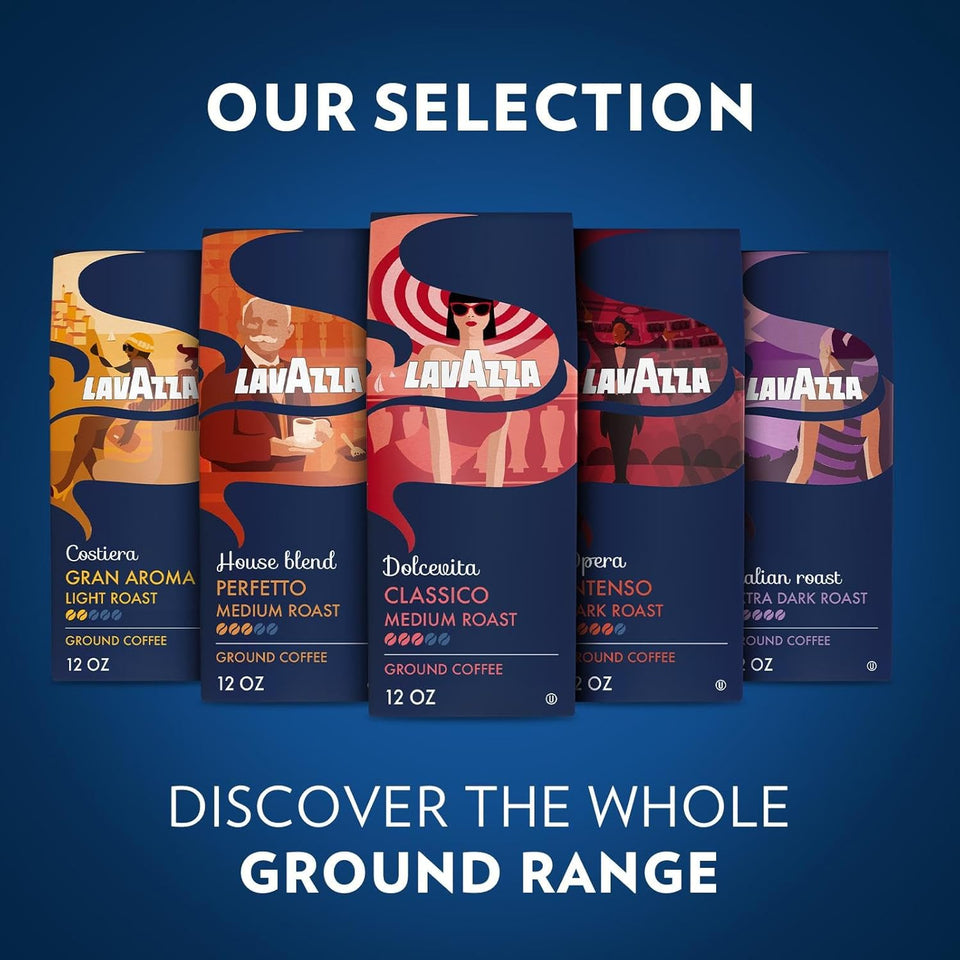 Lavazza Ground Coffee Classico 340g, medium roasting, Arabica and Robusta blend, 12-ounce bag