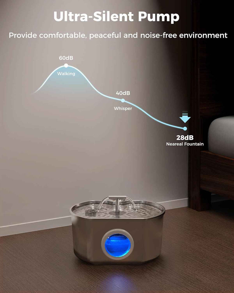 cat water fountain stainless steel pet drinking fountain for cats indoor 2.2l/74oz