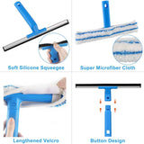 Mitclear Glass Cleaning Kit with Long Handle and Silicone Squeegee for Shower, Mirror, Door, and Car Windows