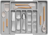 Lifewit Silverware Drawer Organizer, Expandable Utensil Tray for Kitchen, BPA Free Flatware and Cutlery Holder, Adjustable Plastic Storage for Spoons Forks Knives, 8.5-14 x 12", Black