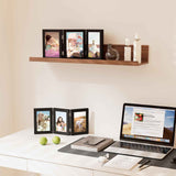 decorUhome Engineered Wood Trifold 4x6 Photo Frame with Plexiglass for Tabletop Display, Black, 3-Picture Frame