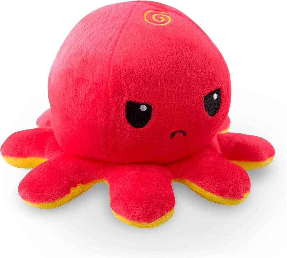 TeeTurtle Reversible Octopus Plushie - 4-Inch Pink + Aqua Two-Sided Flip Plush Toy with Embroidered Details - Cute Mini Collectible Plush for Kids, Teens, and Adults