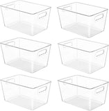 YIHONG 6 Pack Clear Pantry Organizer Bins with Handles for Kitchen, Freezer, Cabinet, Closet, Bathroom