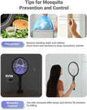 YISSVIC Electric Fly Swatter Bug Zapper Racket Dual Modes Mosquito Killer with Purple Mosquito Light Rechargeable for Indoor Home Office Backyard Patio Camping