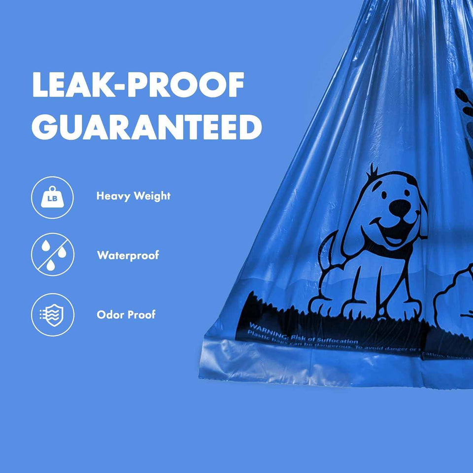 gorilla supply 1000 count dog poop waste bags with dispenser and leash tie, blue, 9" x 13"